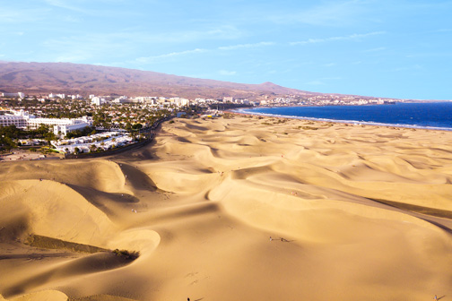Zandduinen in Maspaolomas, Gran Canaria in februari