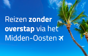 Reizen zonder overstap via het Midden-Oosten, tropisch beeld met palmboom